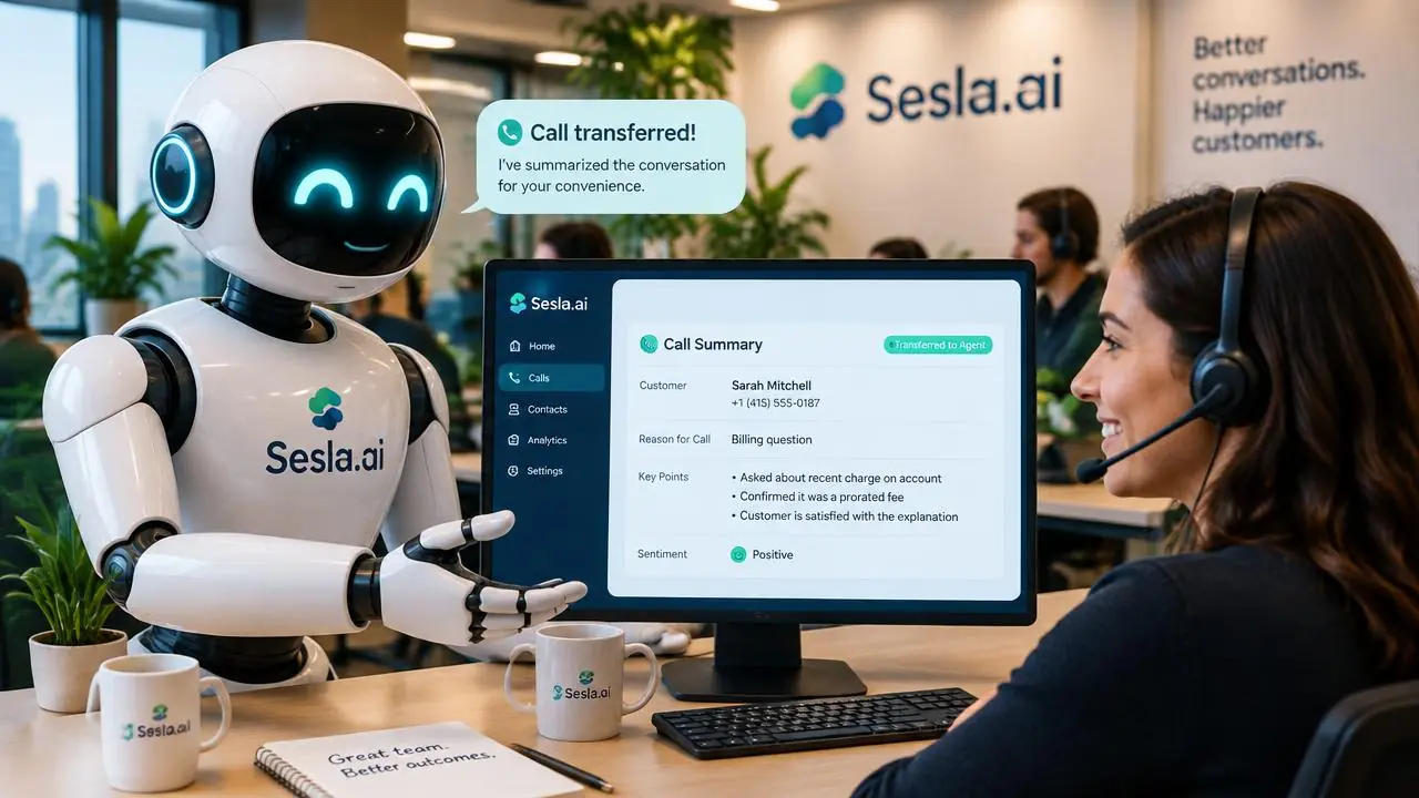Sesla AI robotu görüşme özetiyle çağrıyı insan temsilciye aktarıyor
