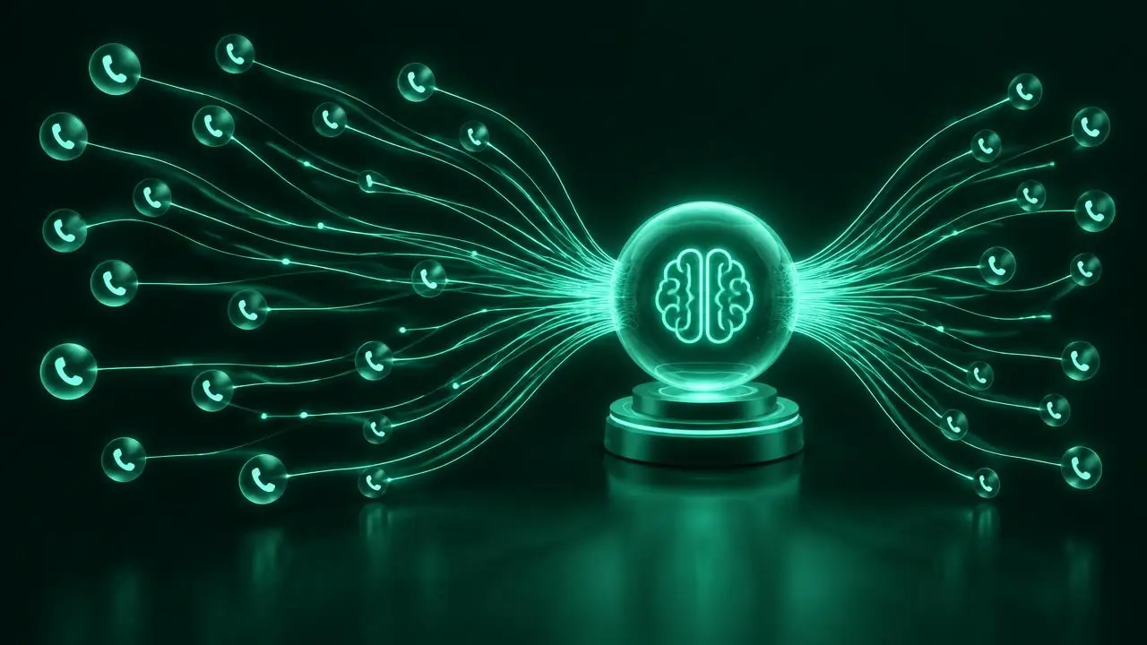 Tek bir yapay zekâ merkezinde birleşen çok sayıda telefon çağrısı