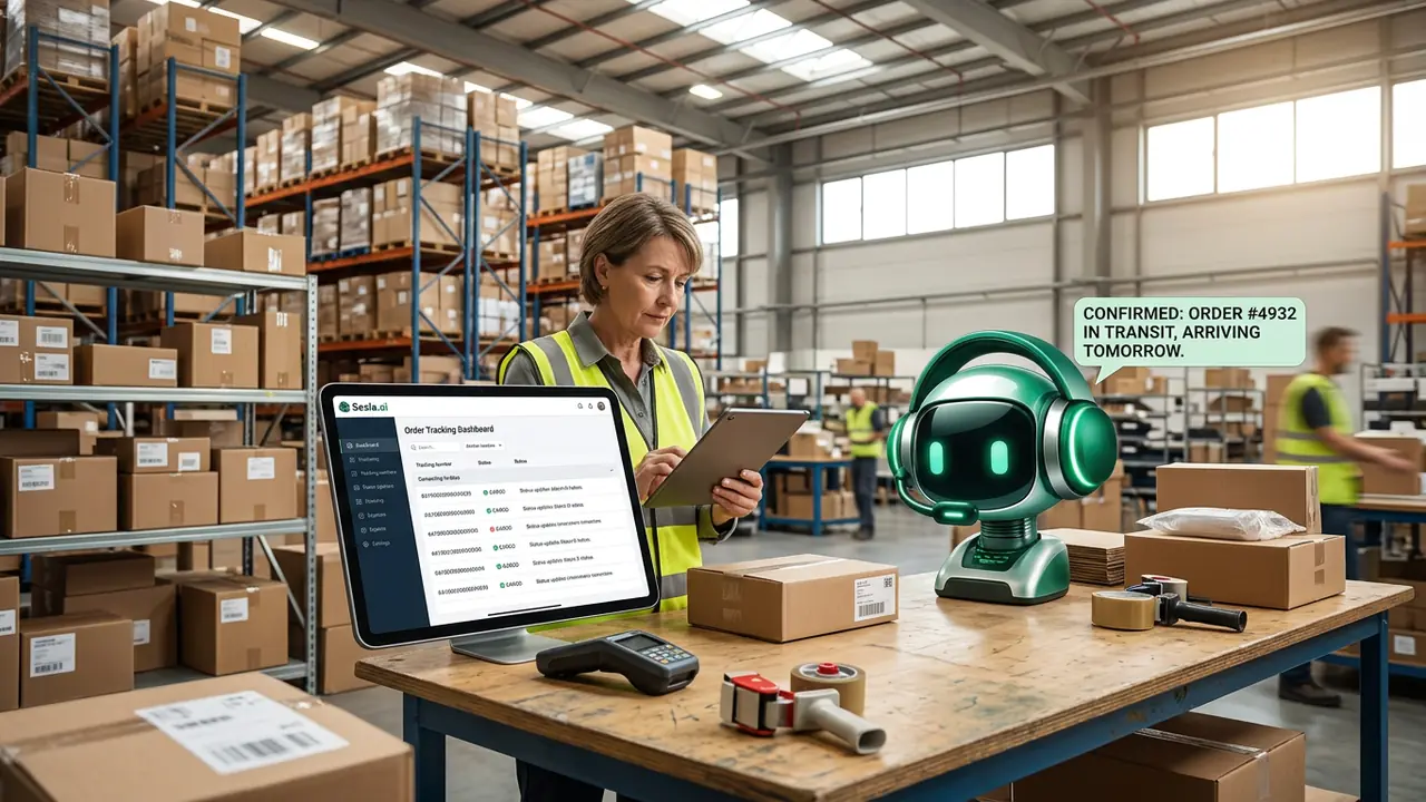 Sesla AI robot supporting human agents in a hybrid contact center