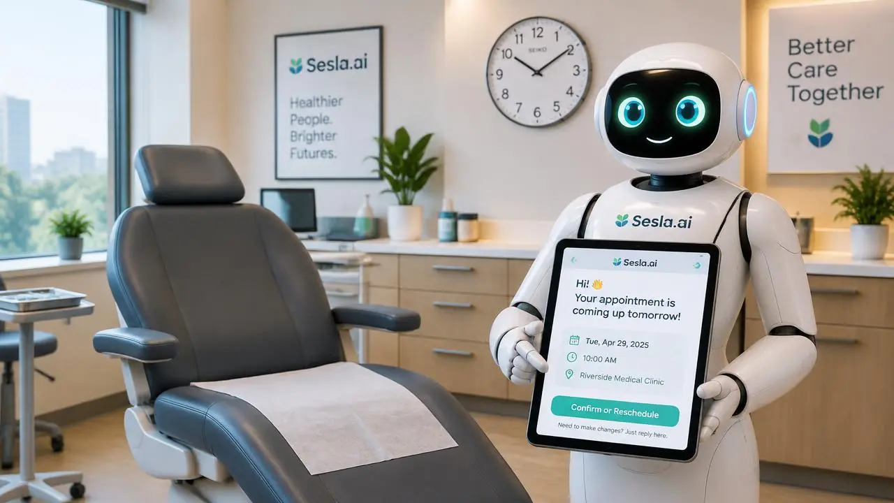 Sesla AI robotu klinikte randevu hatırlatması yapıyor